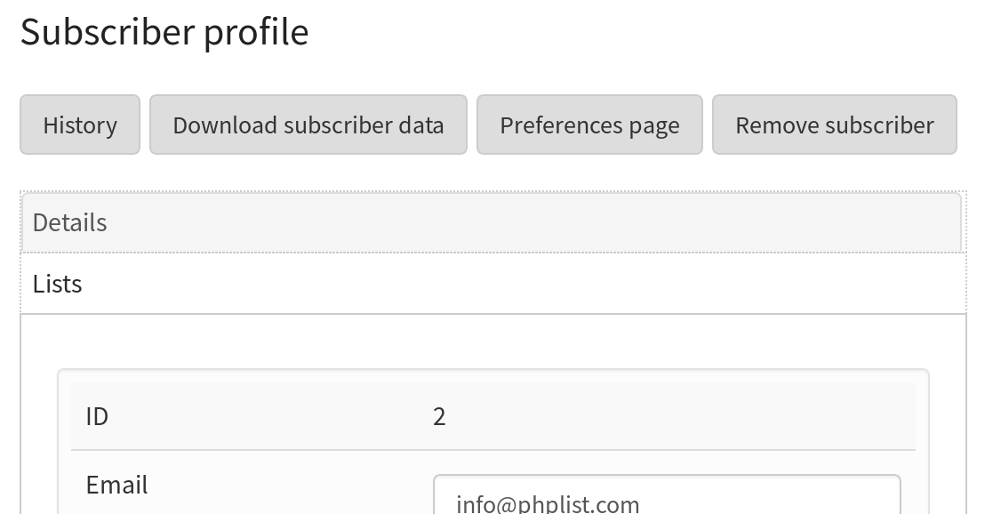 New subscriber management options in phpList